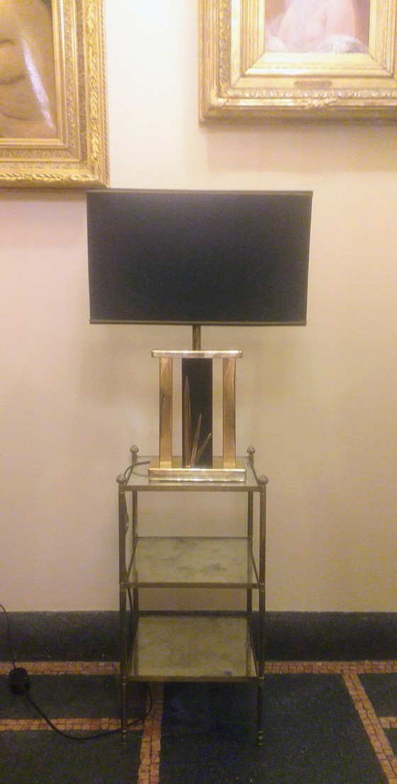 Image 1 of Modernist 1970s brass table lamp