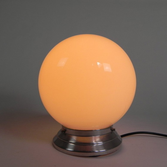 Image 1 of Art Deco plafondlamp met ronde glazen bol, jaren 30