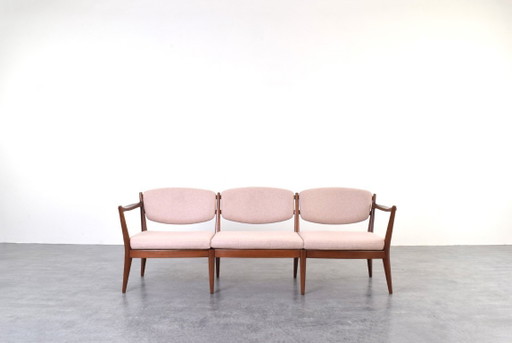 Norwegian Teak Sofa by Fredrik A. Kayser & Adolf Relling for Arnestad Bruk, 1950s – 3 5 zitsbanken, Wood, Wool