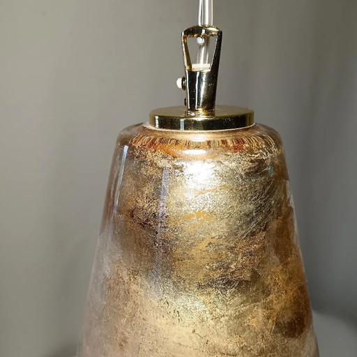 Ceiling Pendant Light (1 of 2), Mid Century Modern, Minimalist, Post Modern, Architectural Lighting, RUGGIU-Italy, Murano Gold G