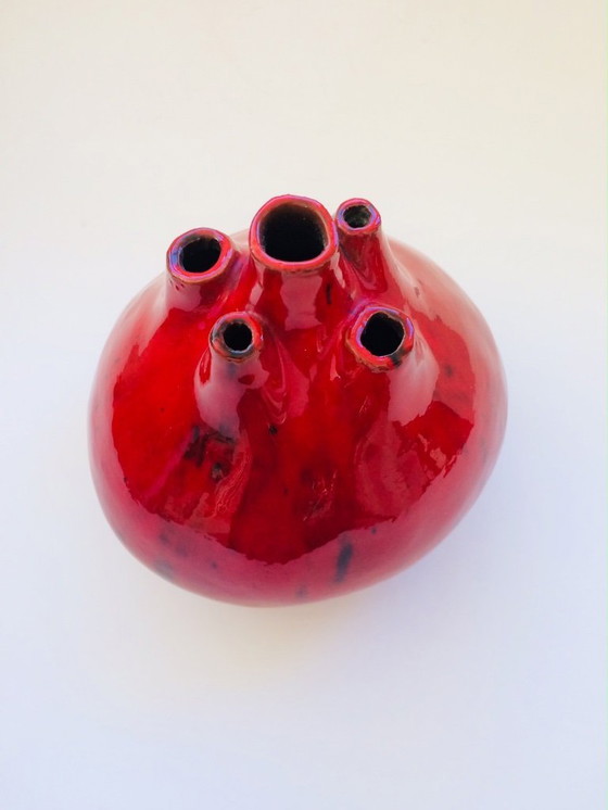 Image 1 of Belgian Art Pottery Spout Vase by Hugria Ceramics Perignem Studios 1960's