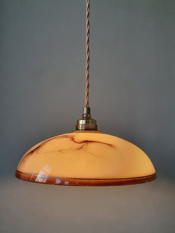 Image 1 of Set di lampade a sospensione vintage in opalino marmorizzato