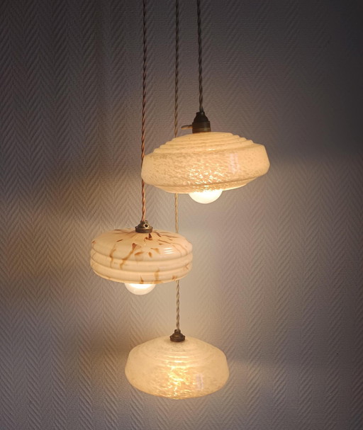 Suspension cascade globes verre de Clichy vintage