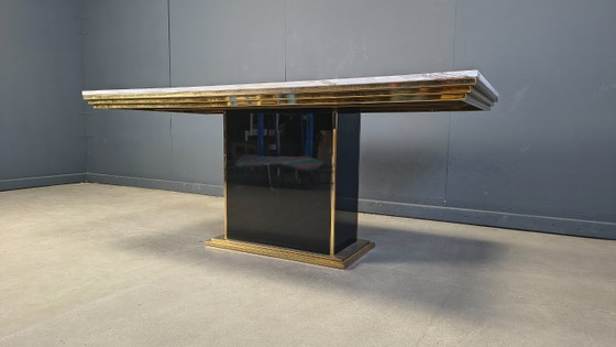 Image 1 of Vintage white marble and brass dining table, 1970s