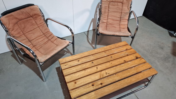 Image 1 of Chrome tubular frame armchairs