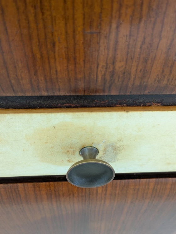 Image 1 of Buffet - Cristal, laiton, palissandre, parchemin - années 1950