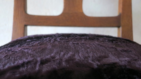 Image 1 of Chaise d'appoint Art Nouveau en chêne et velours violet royal, années 1900