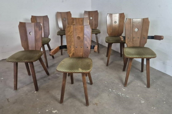 Image 1 of Brutalist eiken eetkamerstoelen