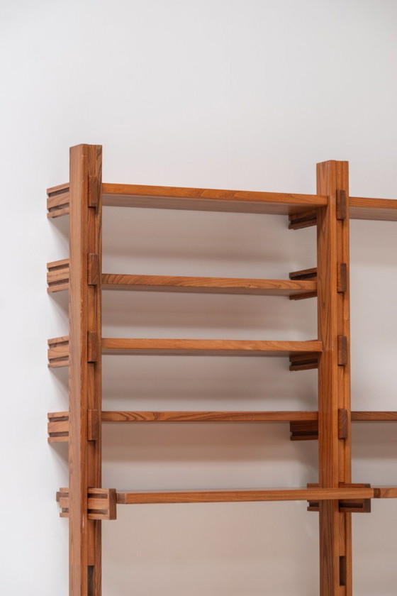 Image 1 of Meuble mural modulaire Galerie l'Orme en orme massif, France 1970