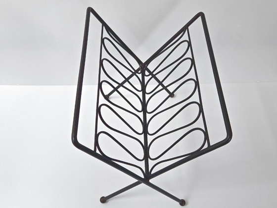 Image 1 of Portariviste vintage anni '50 in acciaio laccato nero e ottone, DLG Jean Royère, anni '50