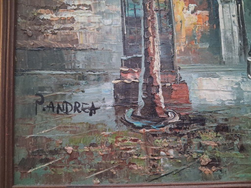 Vintage Oil Painting P Andrea Paris – schilderijen tekeningen, Canvas (photo 2 of 5)