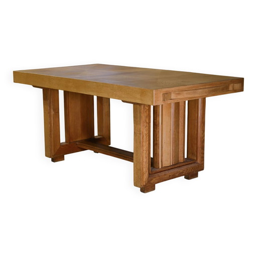 Art Deco oak table by Léon and Maurice Jallot 1940s