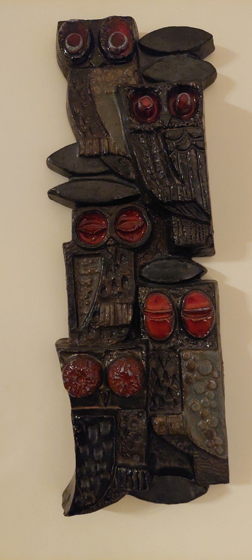 Périnèm Les Cinq Hiboux – wanddecoratie, Ceramic