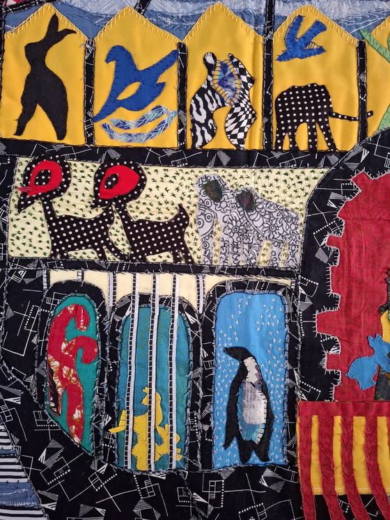 Image 1 of Textile artwork for wall or over table depicting Noah's Ark