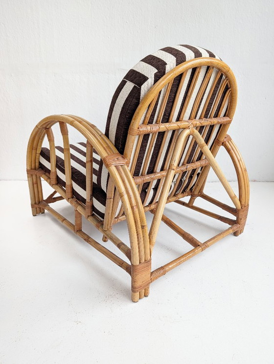 Rattan Pencil Reed Lounge Chair 1960s, Armchairs, Beige (photo 3 of 6)