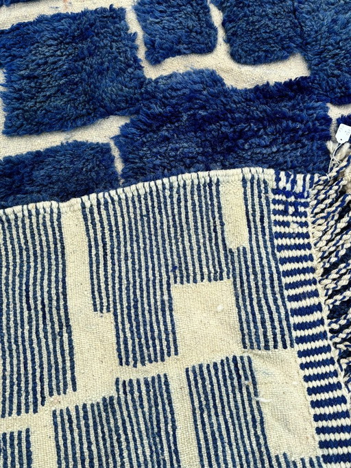 Moroccan Blue Beni Mrirt Rug 160x190 cm - Handmade Wool Rug Blue Geometric Area Ru – vloerkleden en tapijten (photo 2 of 9)