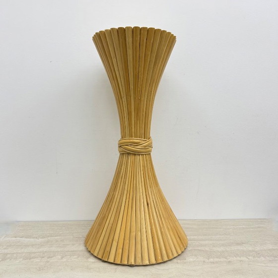 Rattan column, sand-colored, Wood, Beige, Vintage (photo 5 of 12)