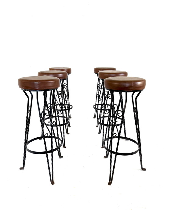 Image 1 of 6 tabourets de bar vintage en fonte des années 60
