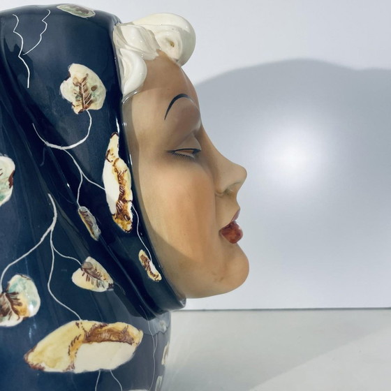 Triart Bassano Buste Visage de Femme avec Voile Sculptures, 1940 – Ceramic, Art Deco (photo 11 of 15)