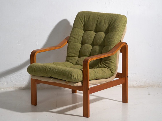 Olive green vintage armchair (c.1950) #80 – Canvas, Scandinavian (photo 31 of 40)