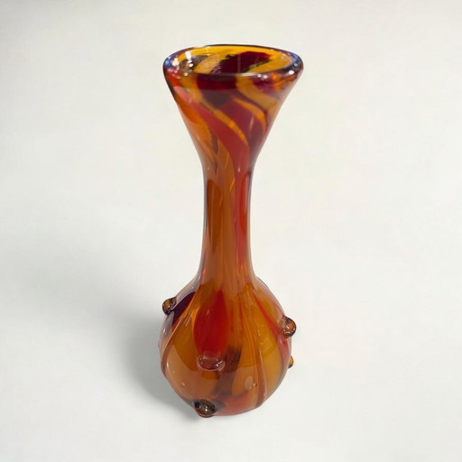 Vintage Aseda Vase | 60er Jahre schwedisches Glas | Orange-Braun | Mundgeblasen
