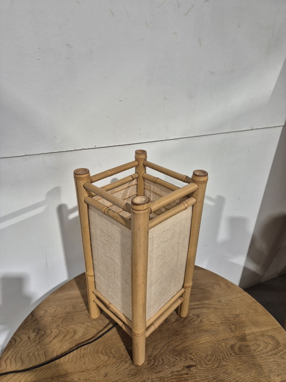 Lampe de table Tarogo vintage de style Japandi en bambou – Bamboo, Canvas (photo 6 of 6)