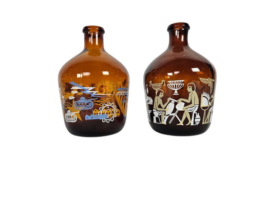 Glass Factory Leerdam - Liberation bottles (2) - Woldring and Idema wine bottles - glass - 1955