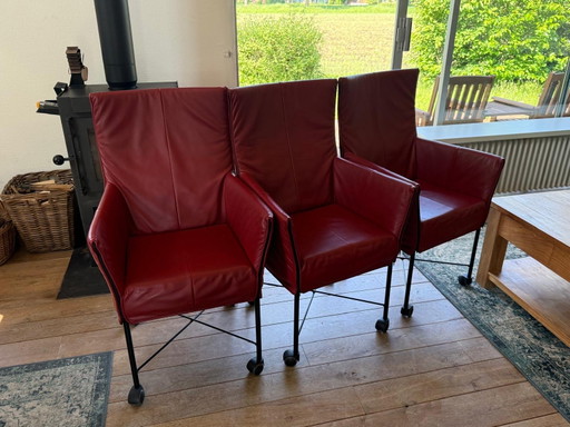 3 3 montis chaplin stoelen (met wieltjes)