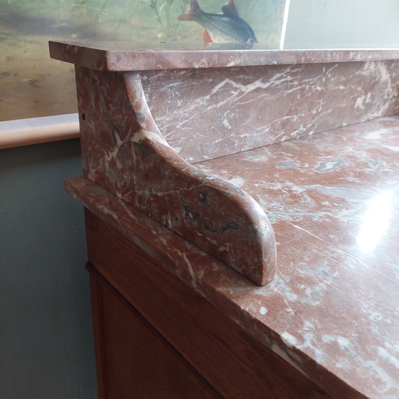 Image 1 of Antique French sideboard with marble top