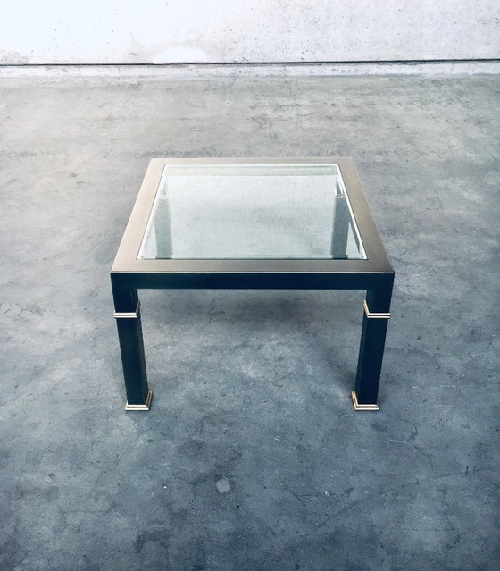 Image 1 of Postmoderner Couchtisch aus gebürstetem Metall von Belgo Chrom, 1980er