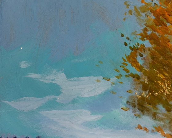 Image 1 of Original Oil Painting Coastal River Landscape Between water and trees