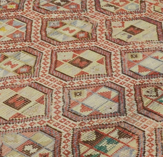 Tappeto turco vintage Usak Kilim 300x160 cm – Tessuto a mano in lana con motivo geometrico, tessitura piatta (photo 7 of 10)