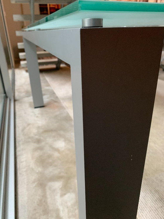 Image 1 of Aluminum table with glass top
