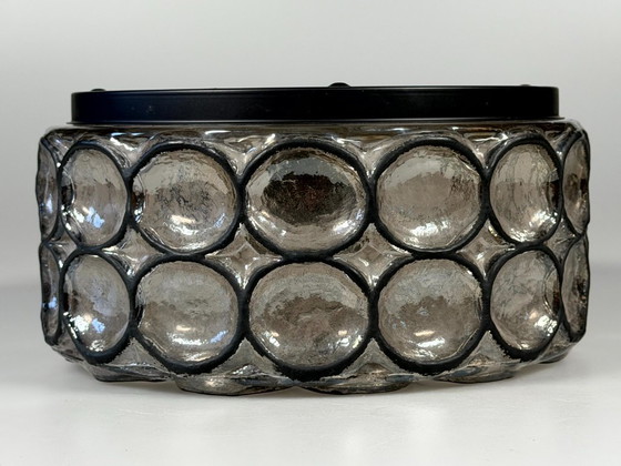 Image 1 of Lámpara de techo de los años 60/70, Plafoniere, Glashütte Limburg, Alemania, vidrio y metal.