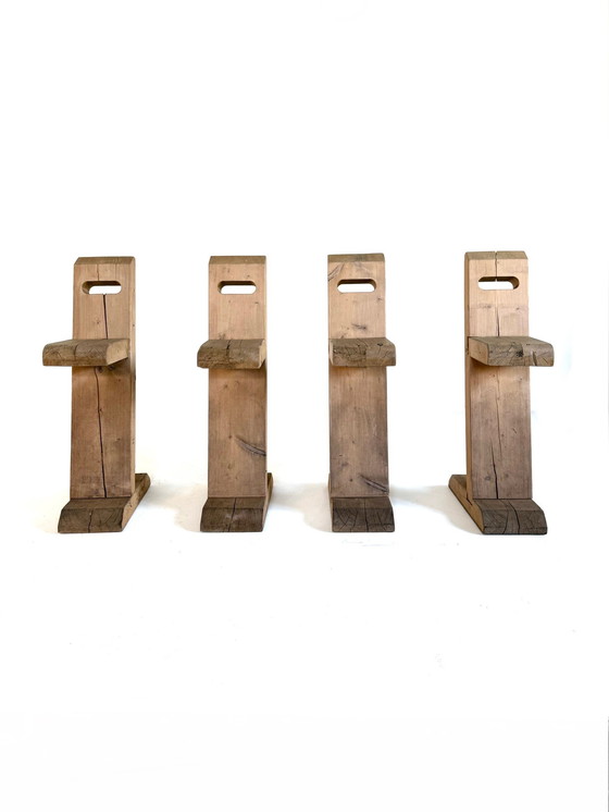 Image 1 of 4x tabourets de bar sculpturaux '80