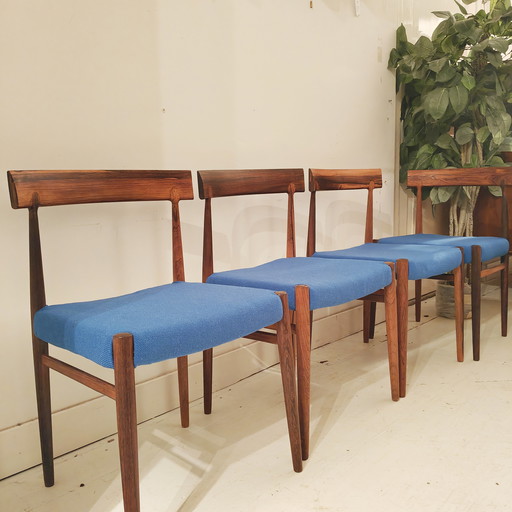 Sedie da pranzo vintage in palissandro blu