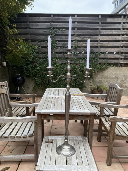 Grand bougeoir Mid Century en étain pur