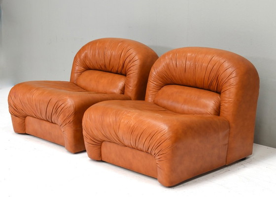 Zwei Lounge-Sessel von Rossi di Albizzate aus cognacfarbenem Leder, Italien – 1970er Jahre – Leather (photo 10 of 15)