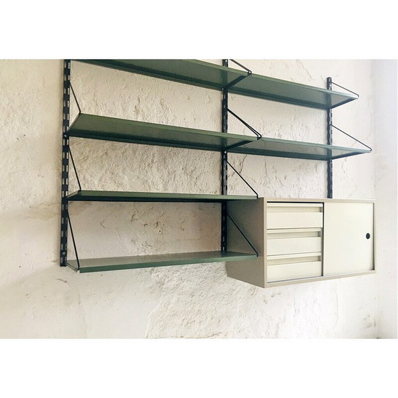 Image 1 of Vintage green and gray metal wall unit by Tjerk Reijenga for Pilastro, 1960