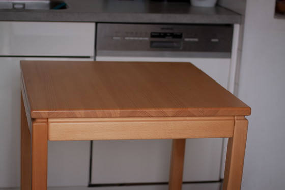 Image 1 of Table de salle à manger en hêtre de conception danoise fabriquée par "Brødrene Andersen", années 1960