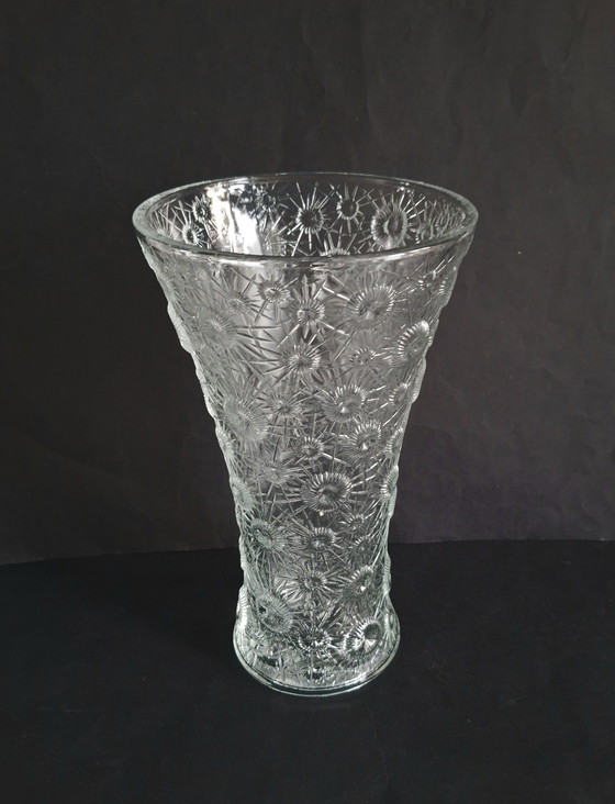 Image 1 of Jiŕi Ŕepásek Slo Union hoge kristallen Space Age design vaas. Type Atomic Starburst 1970.