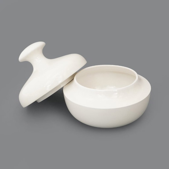 Image 1 of Vaso in ceramica bianca con coperchio di Enzo Bioli per Il Picchio, anni '70