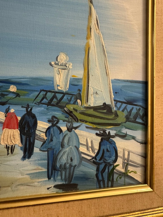 Tableau « Promenade » G.Raoux style Dufy, Peintures et dessins, Toile, Bois, Bleu (photo 9 sur 15)