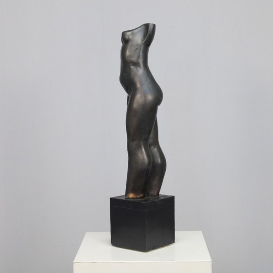 Image 1 of Bronzene stehende weibliche Torso-Skulptur von Francine Govers, 1990er Jahre