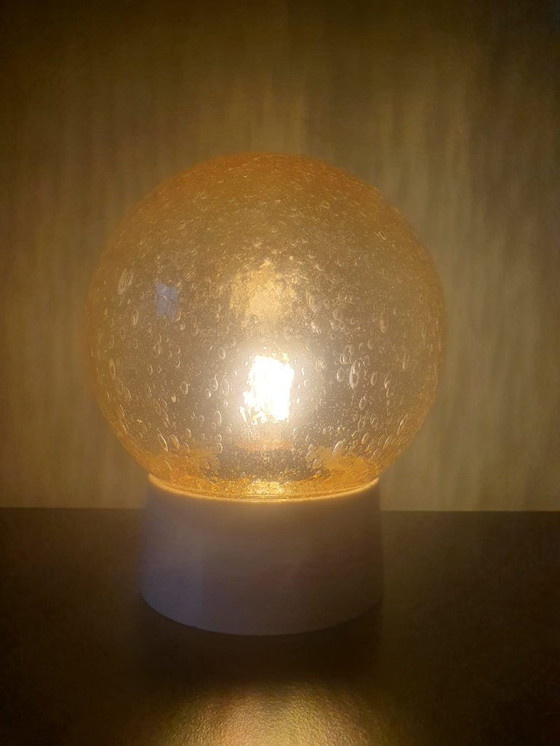 Image 1 of vintage ceiling lamp - bulb lamp - bubble glass - amber