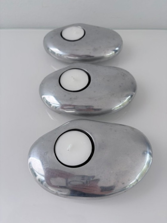 Set de 3 Portavelas de Aluminio – Forma Orgánica – Aluminium (photo 11 of 17)