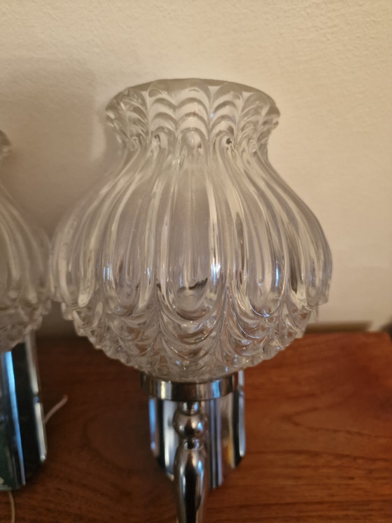 Image 1 of Wandlampen aus der Mitte des Jahrhunderts, Glas, Chrom