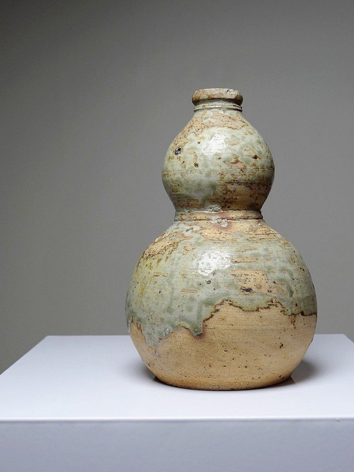 Small Double Sake Gourd Japanese Iga Ceramic Vintage/Old Collection