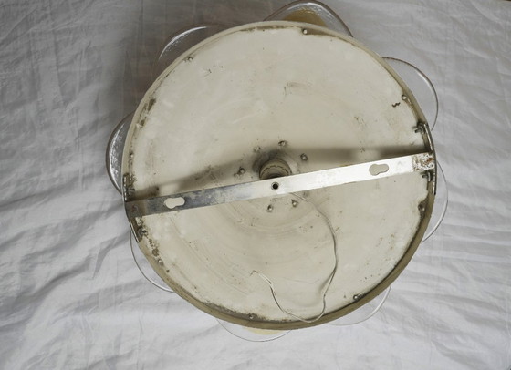 Image 1 of 1970s Amber Glass Petal Ceiling Light, Murano Style Flush Mount, Vintage Hand-Blown Mid Century MCM Lamp