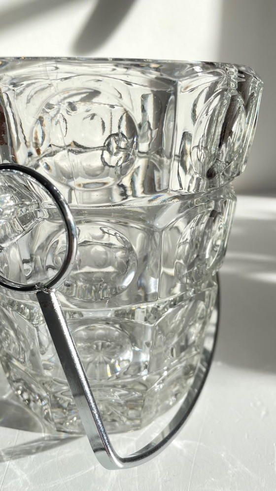 Image 1 of SEAU à Glace Cristal Ciselé et PINCE Vintage